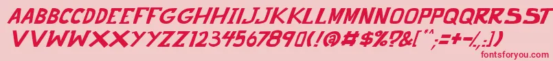 punch it PGS Italic Font – Red Fonts on Pink Background