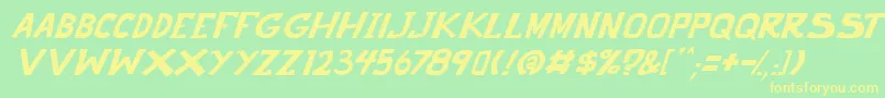punch it PGS Italic Font – Yellow Fonts on Green Background
