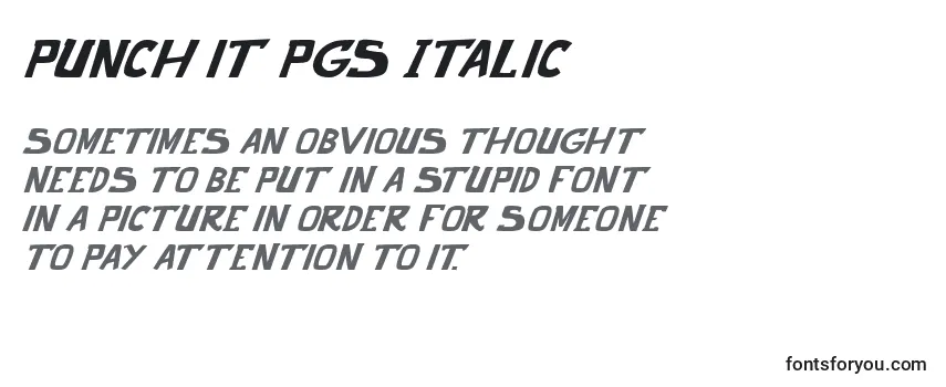 Überblick über die Schriftart Punch it PGS Italic