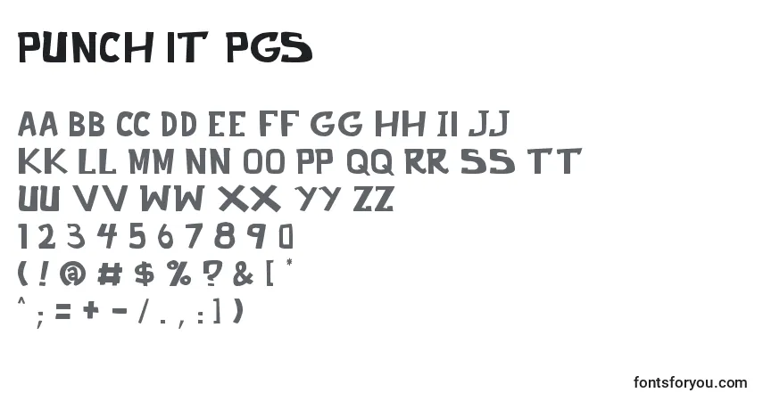 Schriftart Punch it PGS – Alphabet, Zahlen, spezielle Symbole