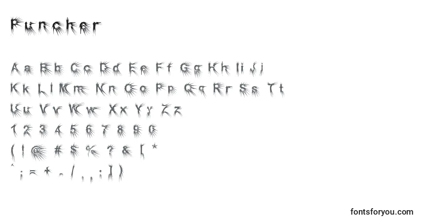 Schriftart Puncher (137516) – Alphabet, Zahlen, spezielle Symbole