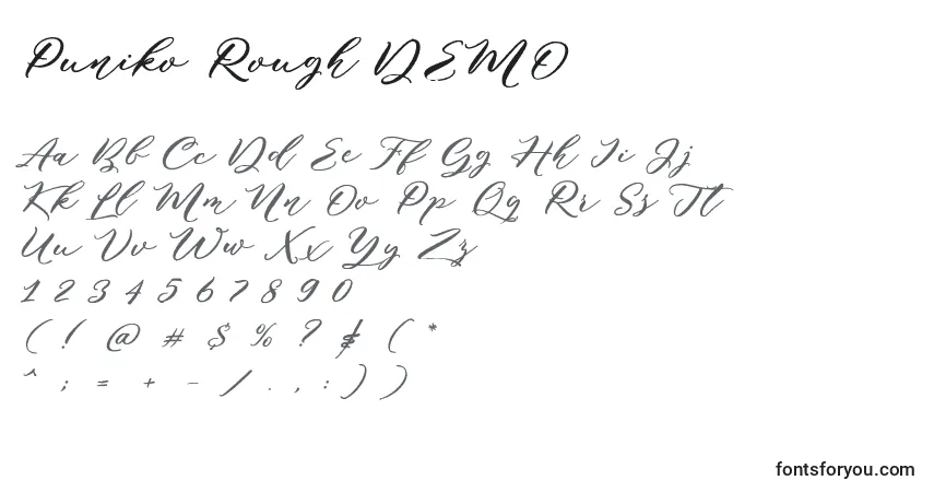 Puniko Rough DEMO-fontti – aakkoset, numerot, erikoismerkit