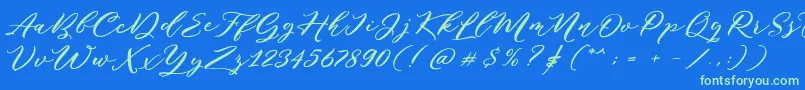 Puniko Rough DEMO-Schriftart – Grüne Schriften auf blauem Hintergrund