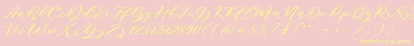 Puniko Rough DEMO-Schriftart – Gelbe Schriften auf rosa Hintergrund