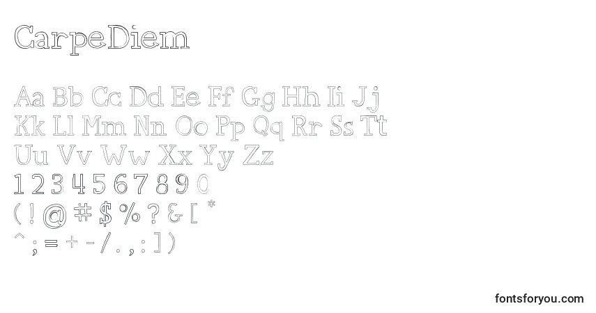 Schriftart CarpeDiem – Alphabet, Zahlen, spezielle Symbole