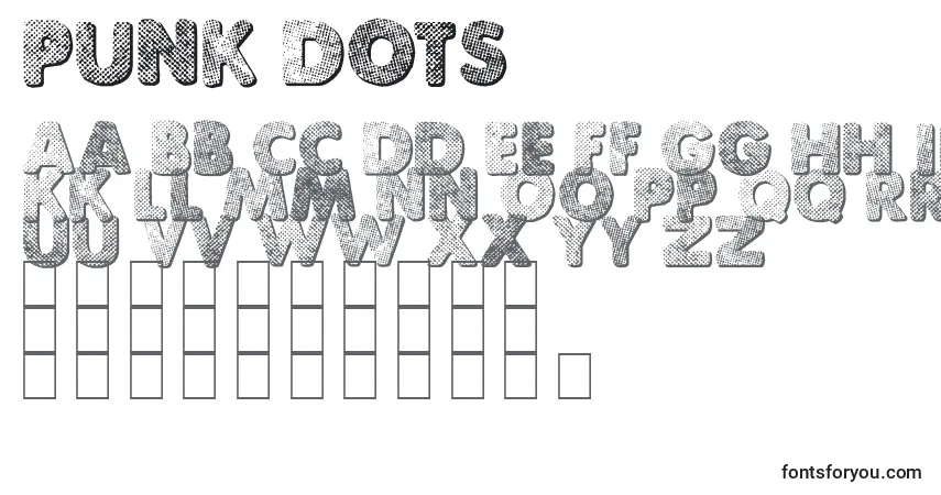 A fonte Punk Dots – alfabeto, números, caracteres especiais