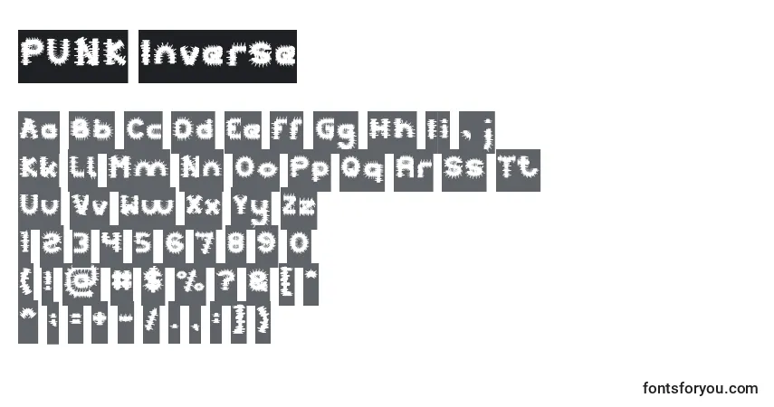 Czcionka PUNK Inverse – alfabet, cyfry, specjalne znaki