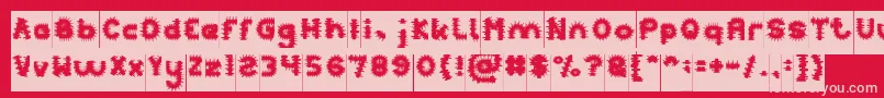 PUNK Inverse-Schriftart – Rosa Schriften auf rotem Hintergrund