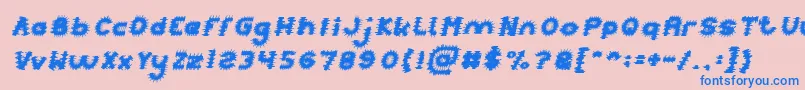 Czcionka PUNK Italic – niebieskie czcionki na różowym tle