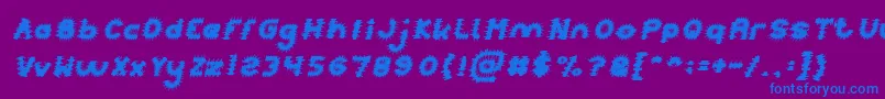 Fonte PUNK Italic – fontes azuis em um fundo violeta