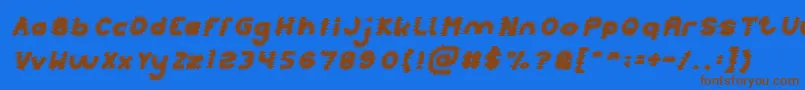フォントPUNK Italic – 茶色の文字が青い背景にあります。