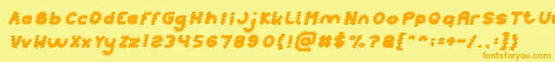 フォントPUNK Italic – オレンジの文字が黄色の背景にあります。