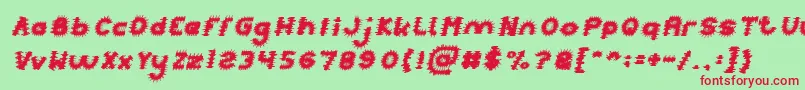 Czcionka PUNK Italic – czerwone czcionki na zielonym tle