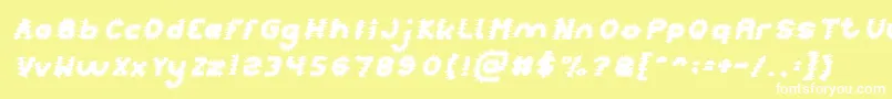 フォントPUNK Italic – 黄色い背景に白い文字