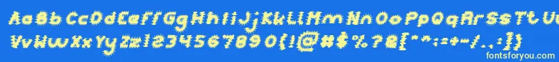 PUNK Italic Font – Yellow Fonts on Blue Background