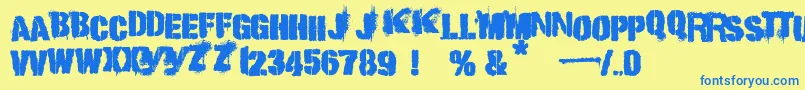 punk kid Font – Blue Fonts on Yellow Background