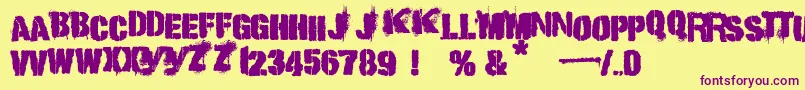 punk kid Font – Purple Fonts on Yellow Background