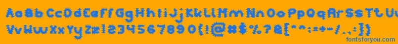 PUNK-Schriftart – Blaue Schriften auf orangefarbenem Hintergrund