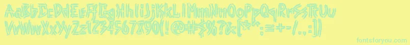Punk-fontti – vihreät fontit keltaisella taustalla