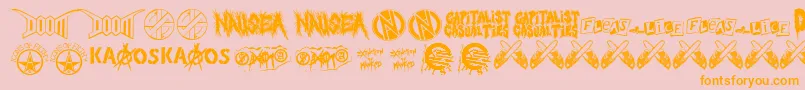 punkrawk fontvir us-Schriftart – Orangefarbene Schriften auf rosa Hintergrund