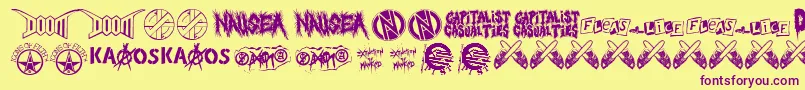 punkrawk fontvir us-Schriftart – Violette Schriften auf gelbem Hintergrund