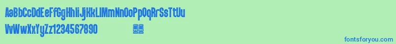 PunkRocker S Demo-Schriftart – Blaue Schriften auf grünem Hintergrund