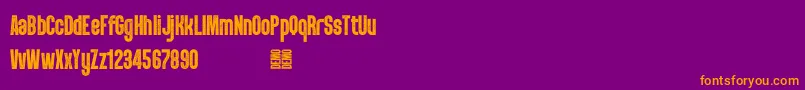 PunkRocker S Demo-Schriftart – Orangefarbene Schriften auf violettem Hintergrund