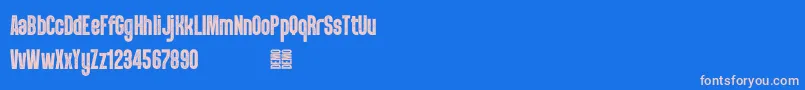 Fonte PunkRocker S Demo – fontes rosa em um fundo azul