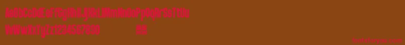 PunkRocker S Demo-Schriftart – Rote Schriften auf braunem Hintergrund