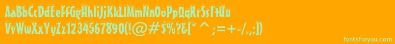 SnowcapBt-Schriftart – Grüne Schriften auf orangefarbenem Hintergrund