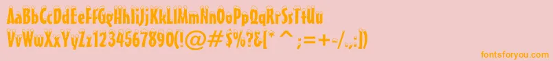 SnowcapBt-Schriftart – Orangefarbene Schriften auf rosa Hintergrund