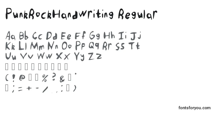 Czcionka PunkRockHandwriting Regular – alfabet, cyfry, specjalne znaki
