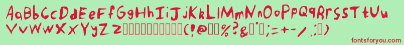 Шрифт PunkRockHandwriting Regular – красные шрифты на зелёном фоне