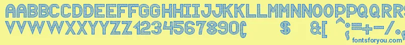 Puntiyisca St-Schriftart – Blaue Schriften auf gelbem Hintergrund