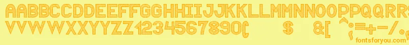 フォントPuntiyisca St – オレンジの文字が黄色の背景にあります。