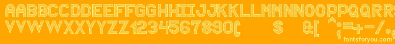 Puntiyisca St-Schriftart – Gelbe Schriften auf orangefarbenem Hintergrund