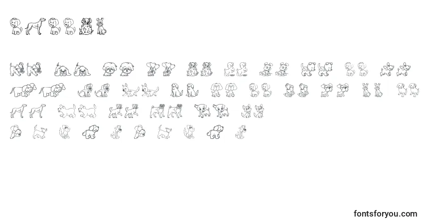 Czcionka Pupies – alfabet, cyfry, specjalne znaki