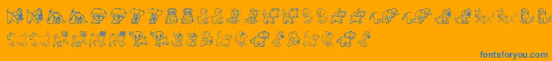 Pupies Font – Blue Fonts on Orange Background