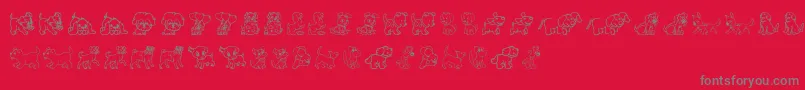 Pupies Font – Gray Fonts on Red Background