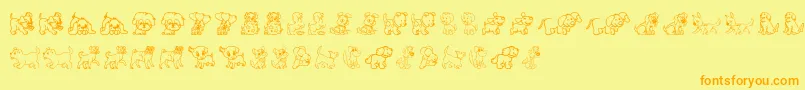 Pupies Font – Orange Fonts on Yellow Background