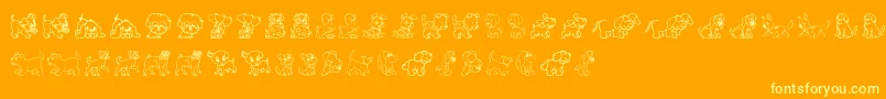 Pupies Font – Yellow Fonts on Orange Background