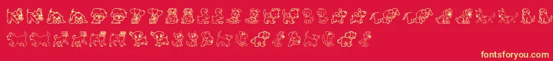 Pupies Font – Yellow Fonts on Red Background