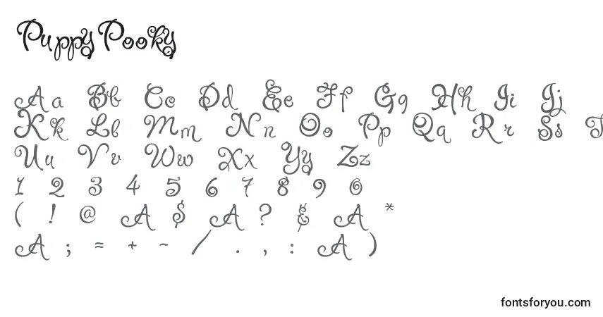 Schriftart PuppyPooky (137535) – Alphabet, Zahlen, spezielle Symbole