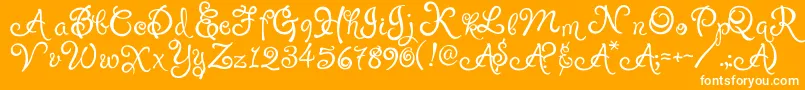 PuppyPooky-Schriftart – Weiße Schriften auf orangefarbenem Hintergrund