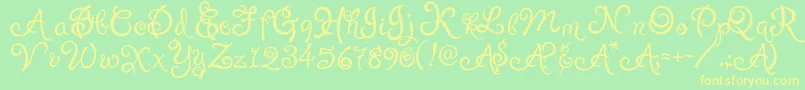 PuppyPooky Font – Yellow Fonts on Green Background
