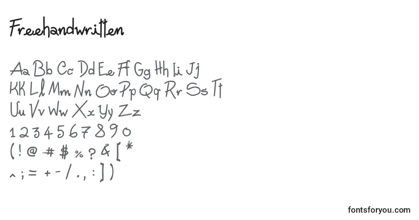 Czcionka Freehandwritten – alfabet, cyfry, specjalne znaki