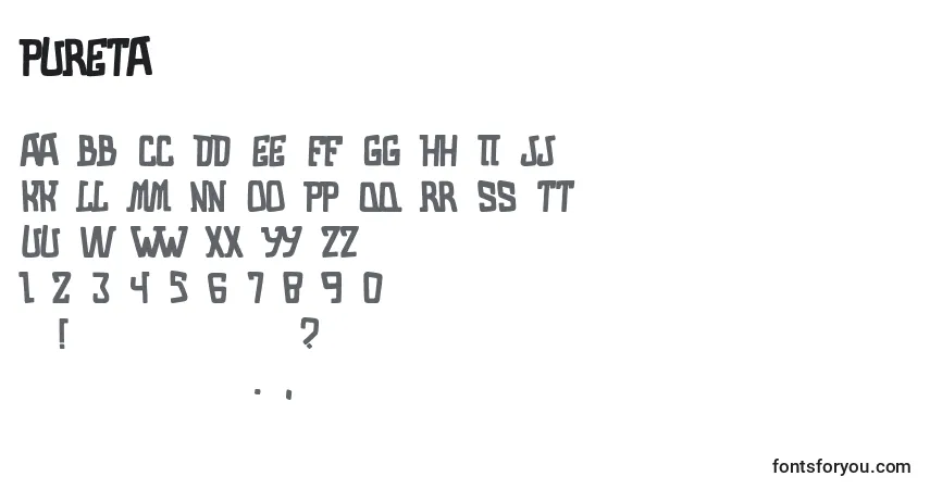Schriftart Pureta – Alphabet, Zahlen, spezielle Symbole