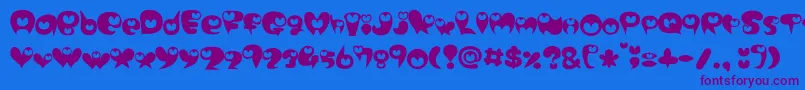 purimonyorori2 Font – Purple Fonts on Blue Background