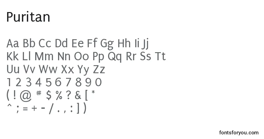 Puritan (137544)フォント–アルファベット、数字、特殊文字