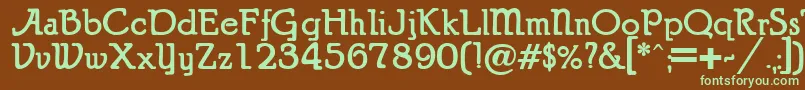 フォントPuritanAlternate Bold – 緑色の文字が茶色の背景にあります。